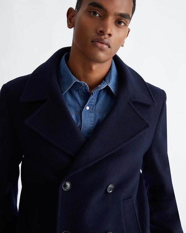 Doppio Petto Cappotto Lana Corto Uomo LIU-JO UOMO Cappotto Blu