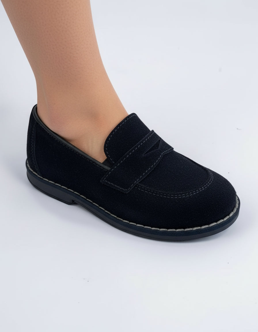 MOCASSINO BAMBINO BLU IN CAMOSCIO – SerenEmma