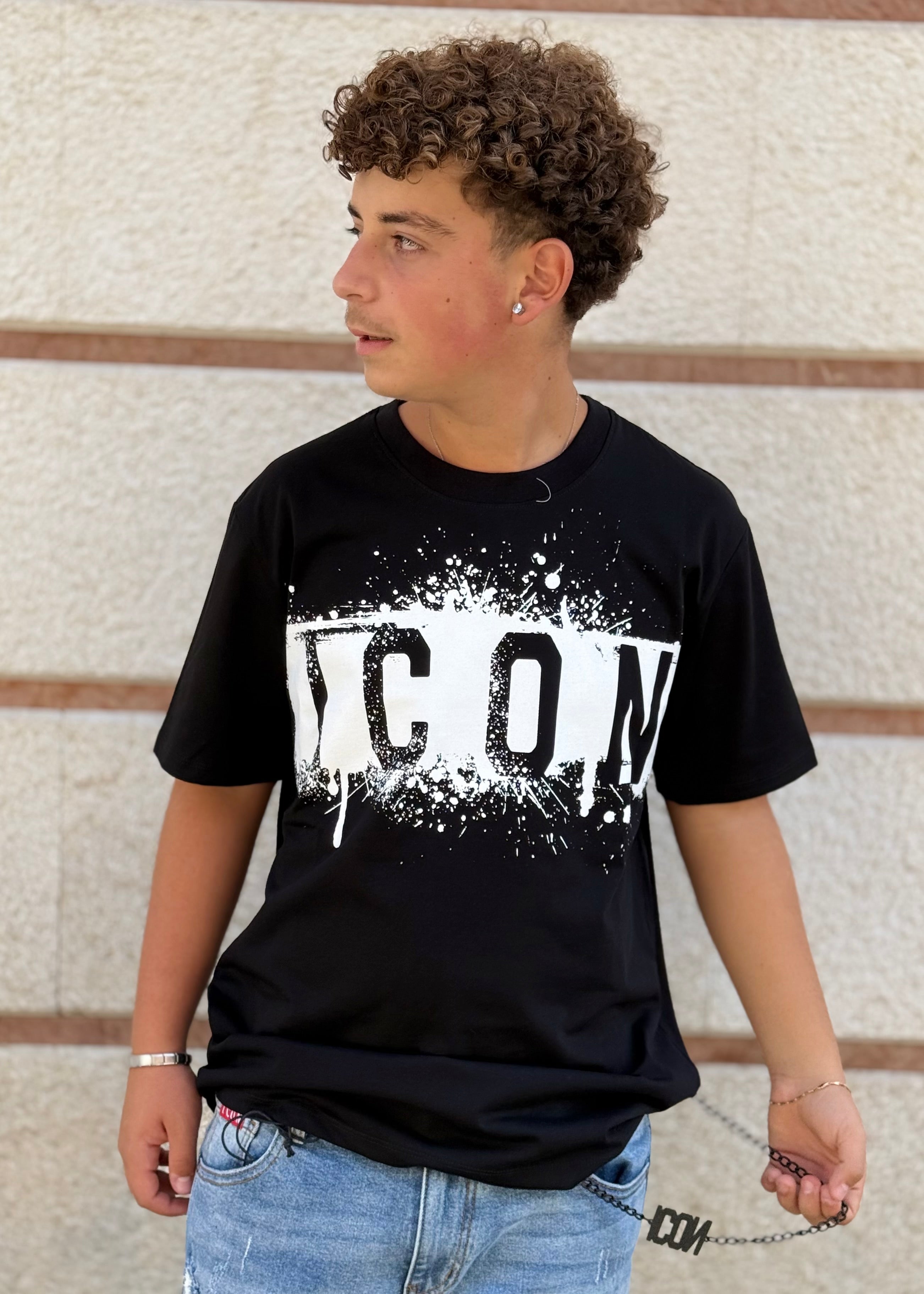 ICON - T-shirt con logo colature uomo