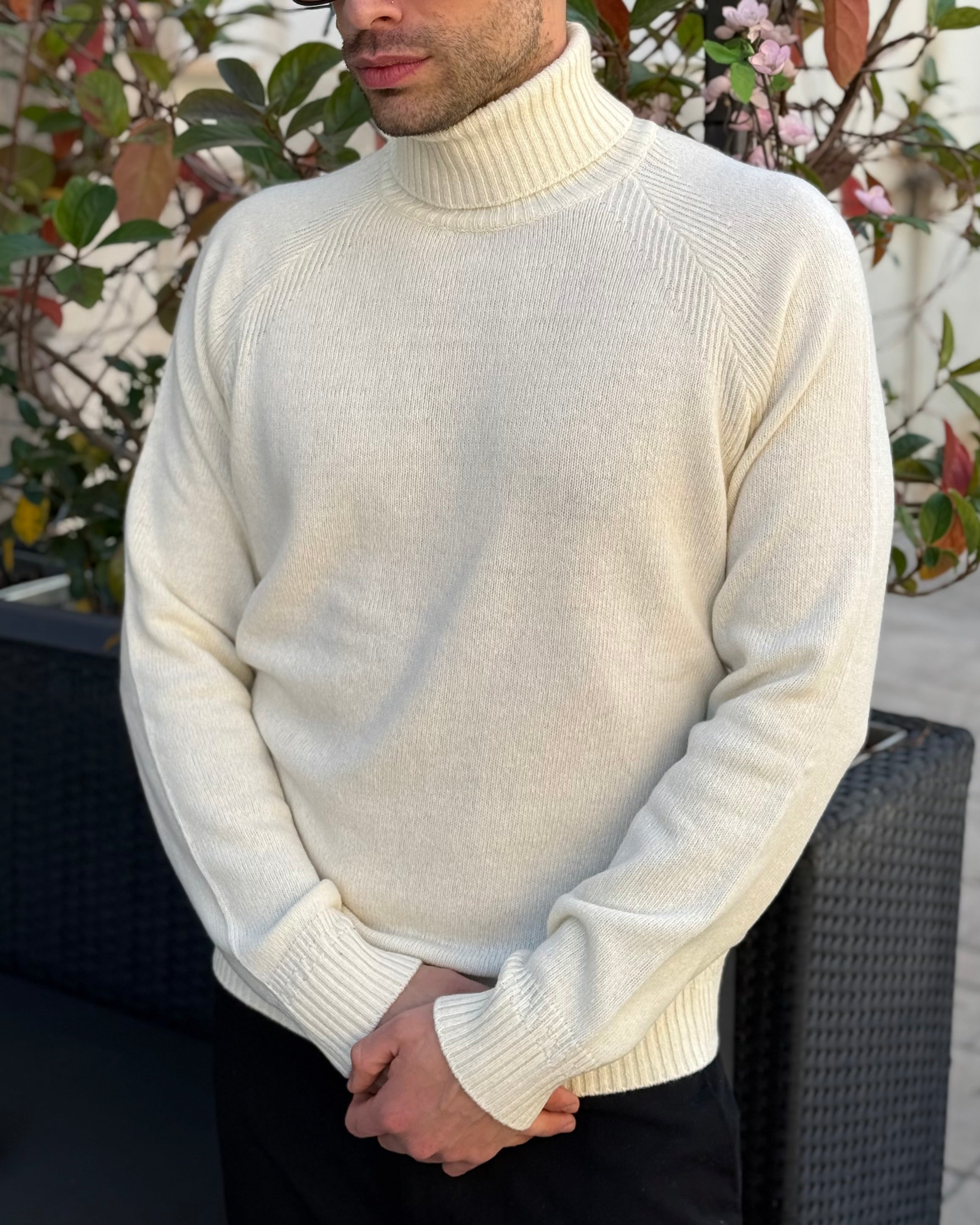 LIU-JO UOMO - Dolcevita bianco in lana uomo