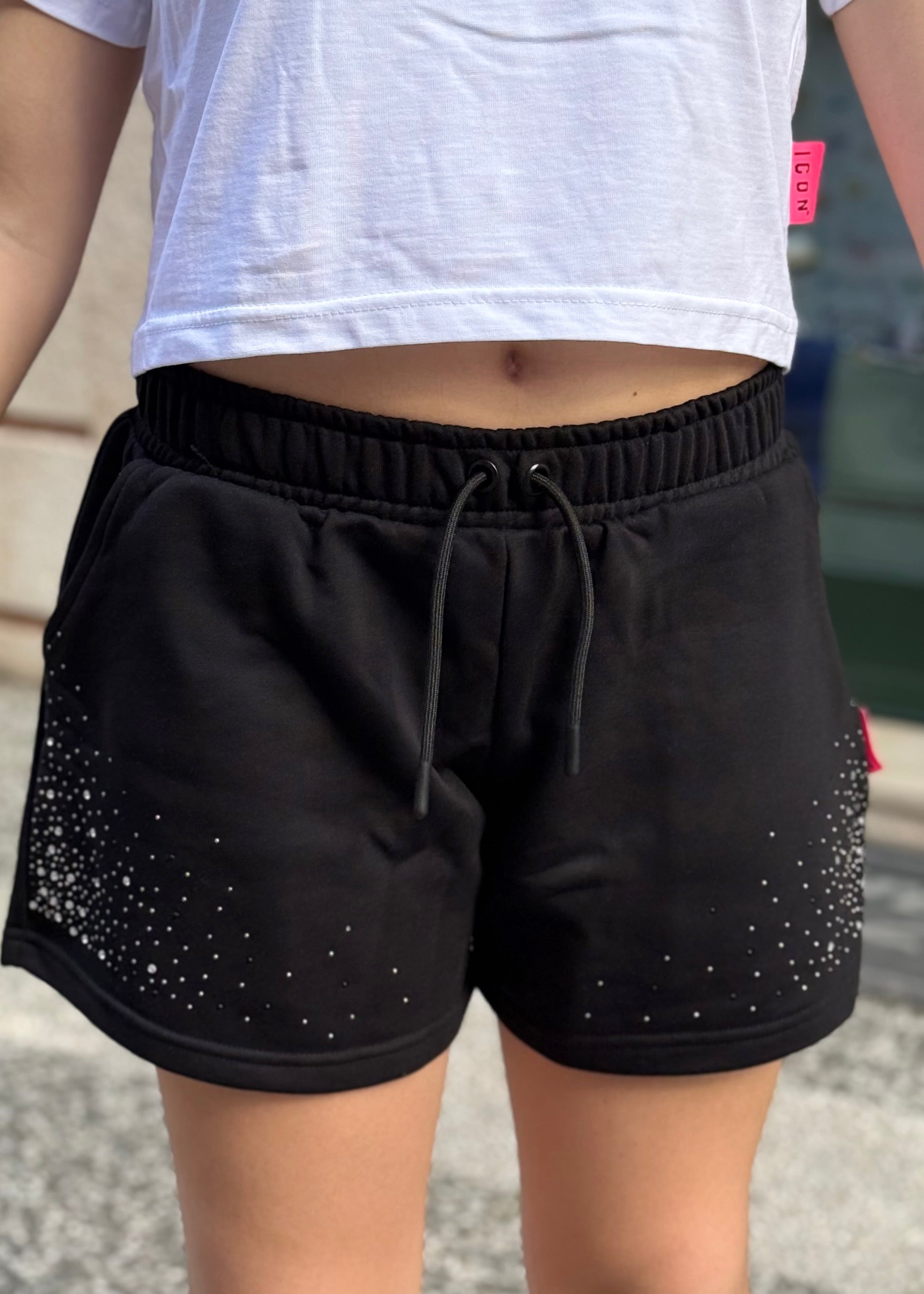 ICON - Short in felpa con pietre bambina
