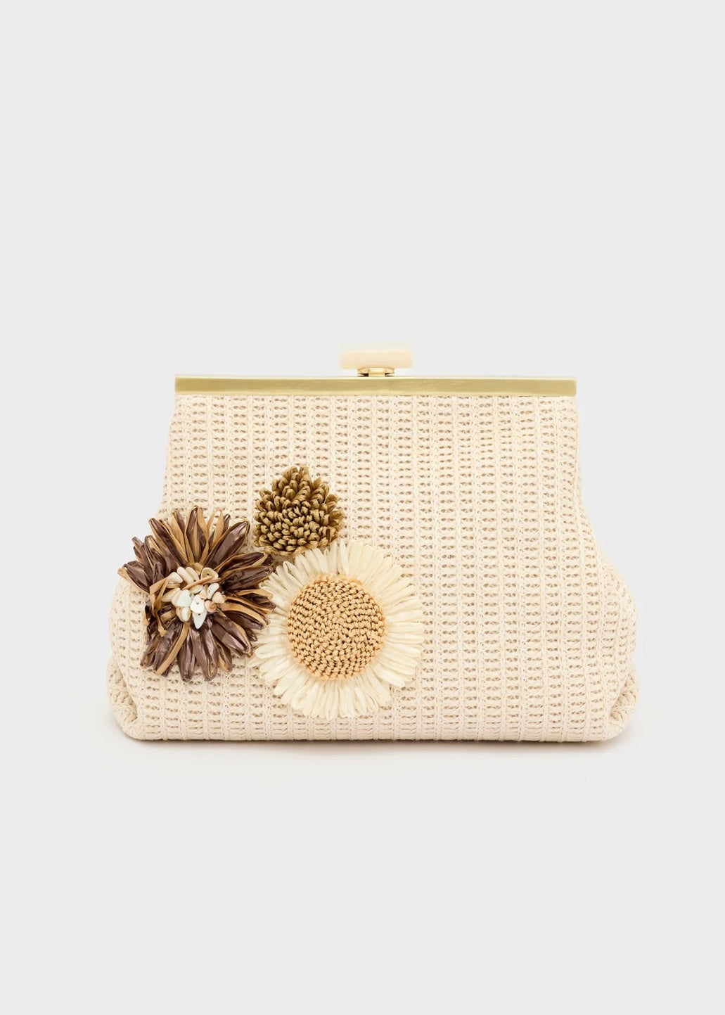 NALI - Pochette MARBELLA in paglia con fiori