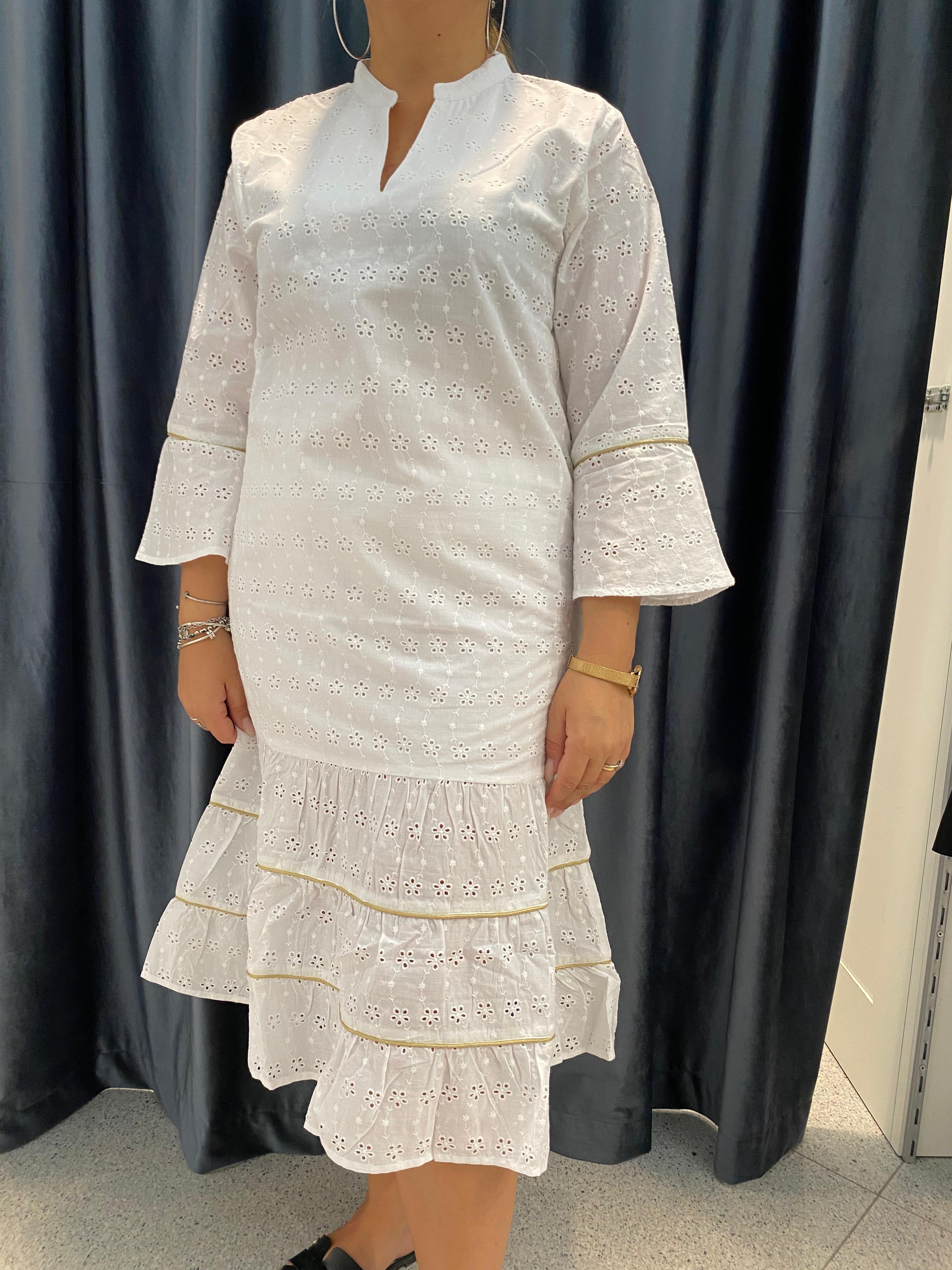 FATTORE C - Kaftano bianco in pizzo san gallo donna