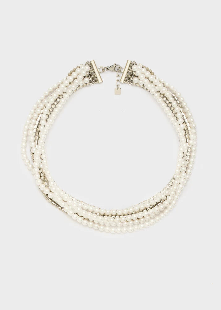 NALI - Collana Emi corta con mix di perle e strass