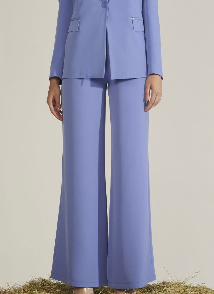 LE SARTE DEL SOLE - Pantalone tailleur azzurro cielo a palazzo donna