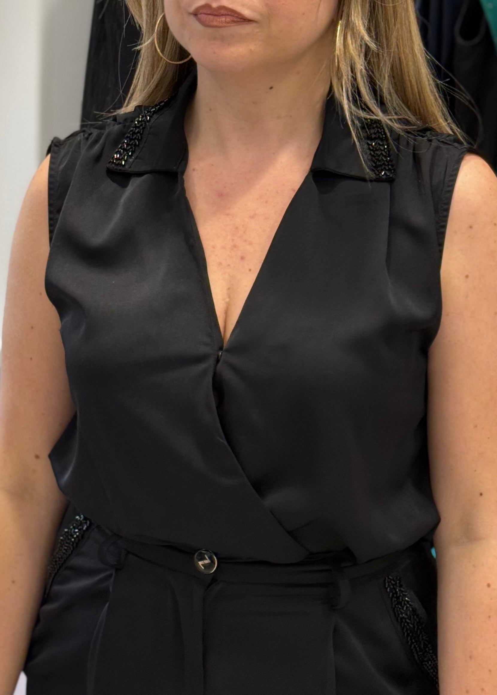 INFLUENCER - Body nero con paillettes donna