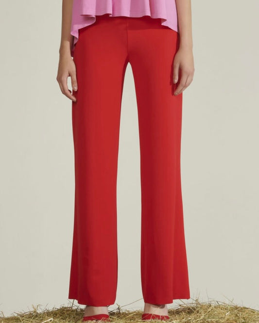 LE SARTE DEL SOLE - Pantalone rosso a palazzo con elastico in vita