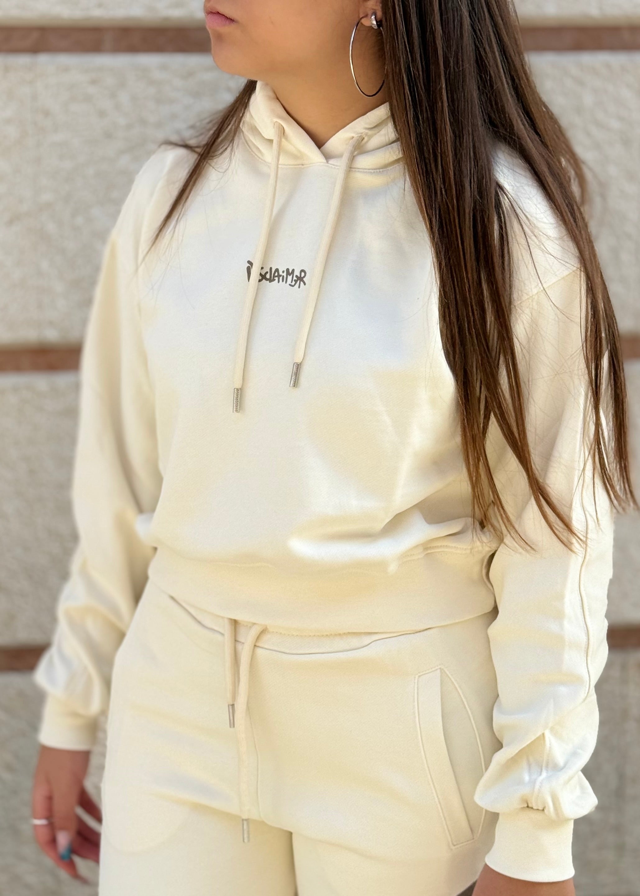 DISCLAIMER - Felpa crop con cappuccio e logo sul retro donna