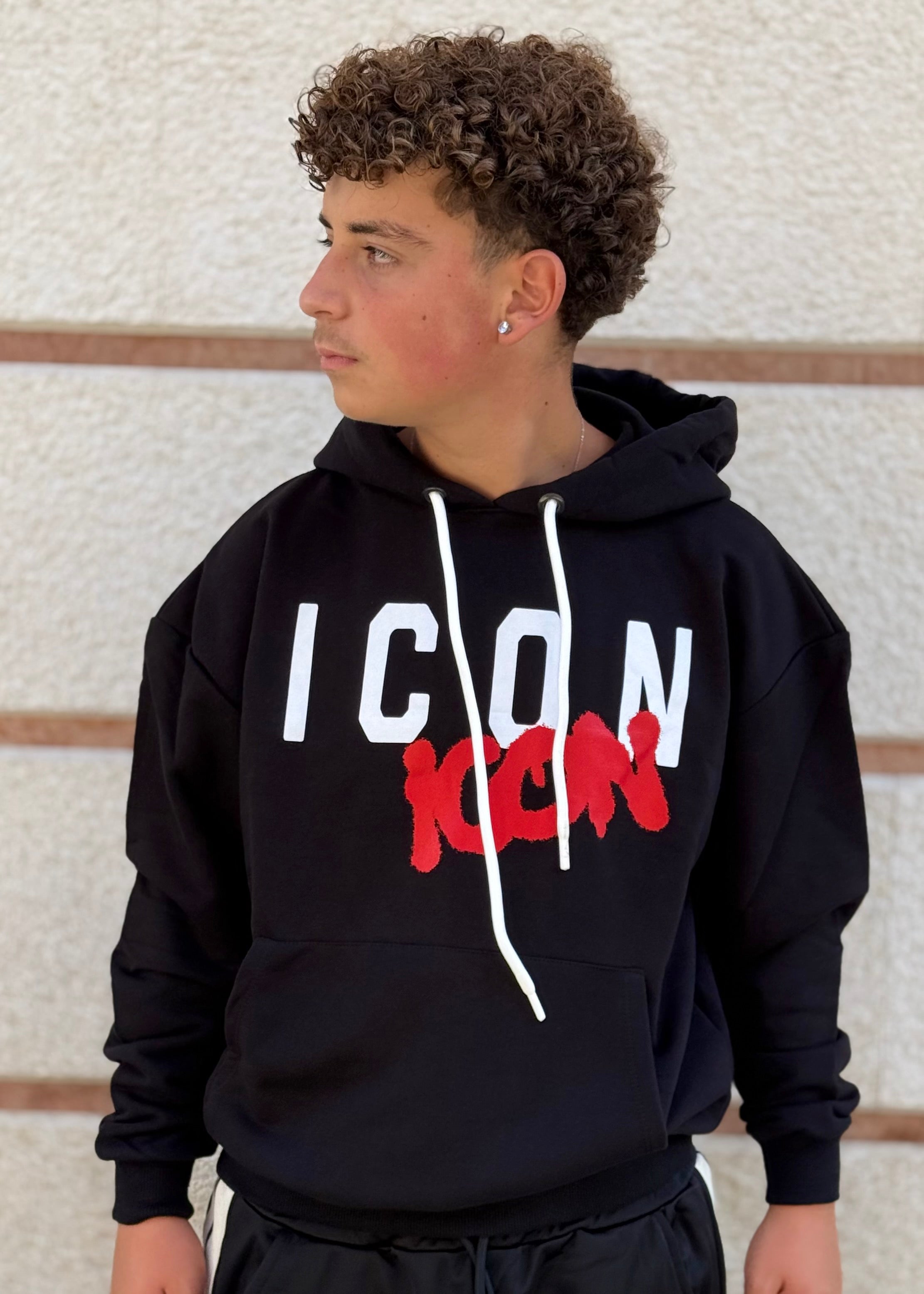 ICON - Felpa con logo effetto spray graffiti uomo