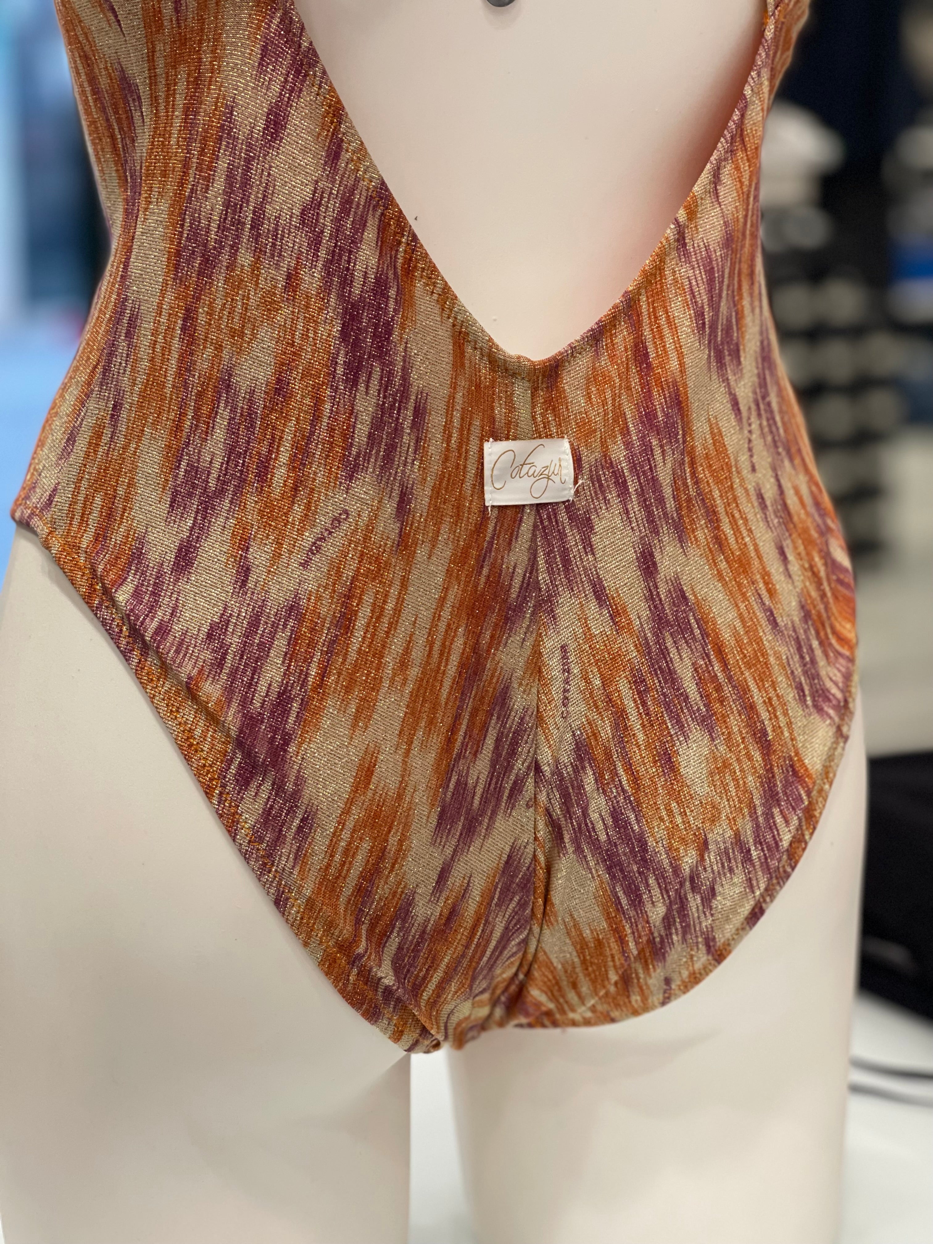 COTAZUR - CURVY - Monokini lurex arancione donna