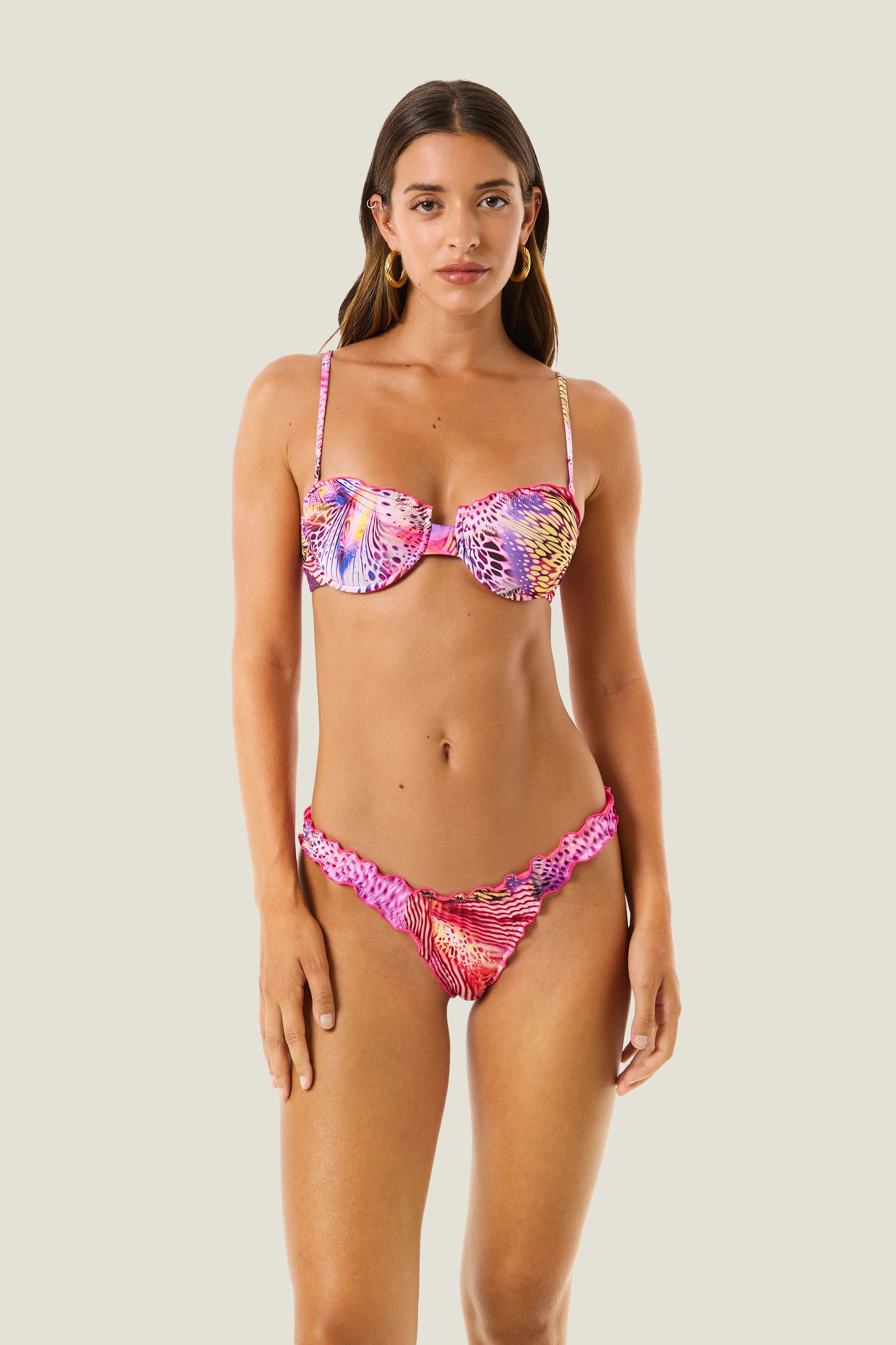 4GIVENESS - Bikini reggiseno con slip fisso PINK BUTTERFLY donna