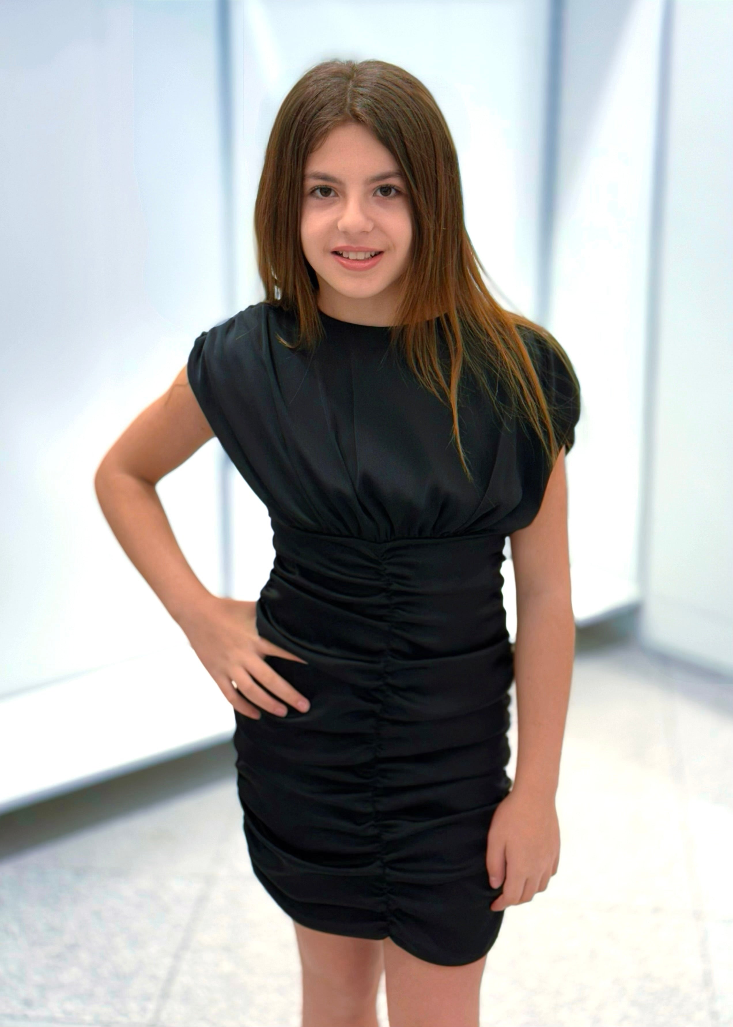 FUN FUN - Vestito nero drappeggiato bambina