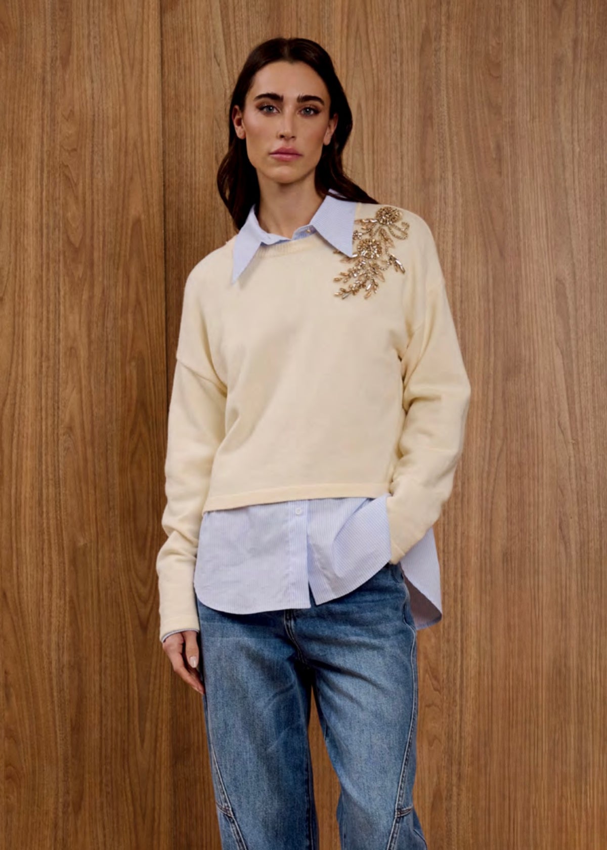 INFLUENCER - Maglia con dettaglio in pietre donna