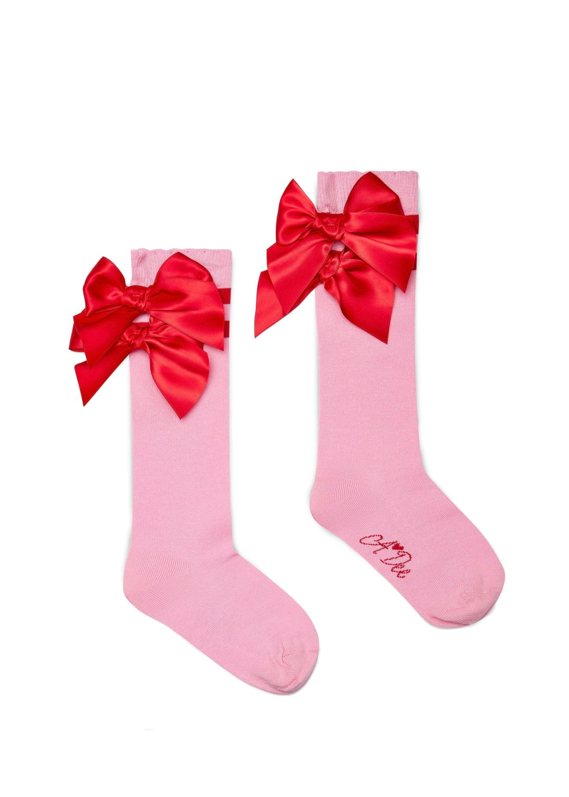 A-DEE - Calza rosa con fiocco rosso bambina