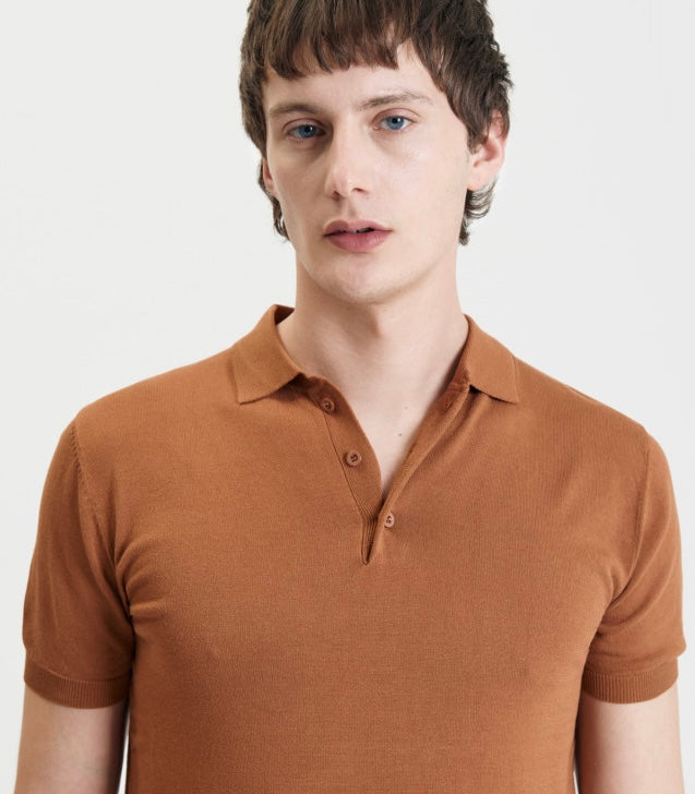 GIANNI LUPO - Polo in maglia tabacco uomo