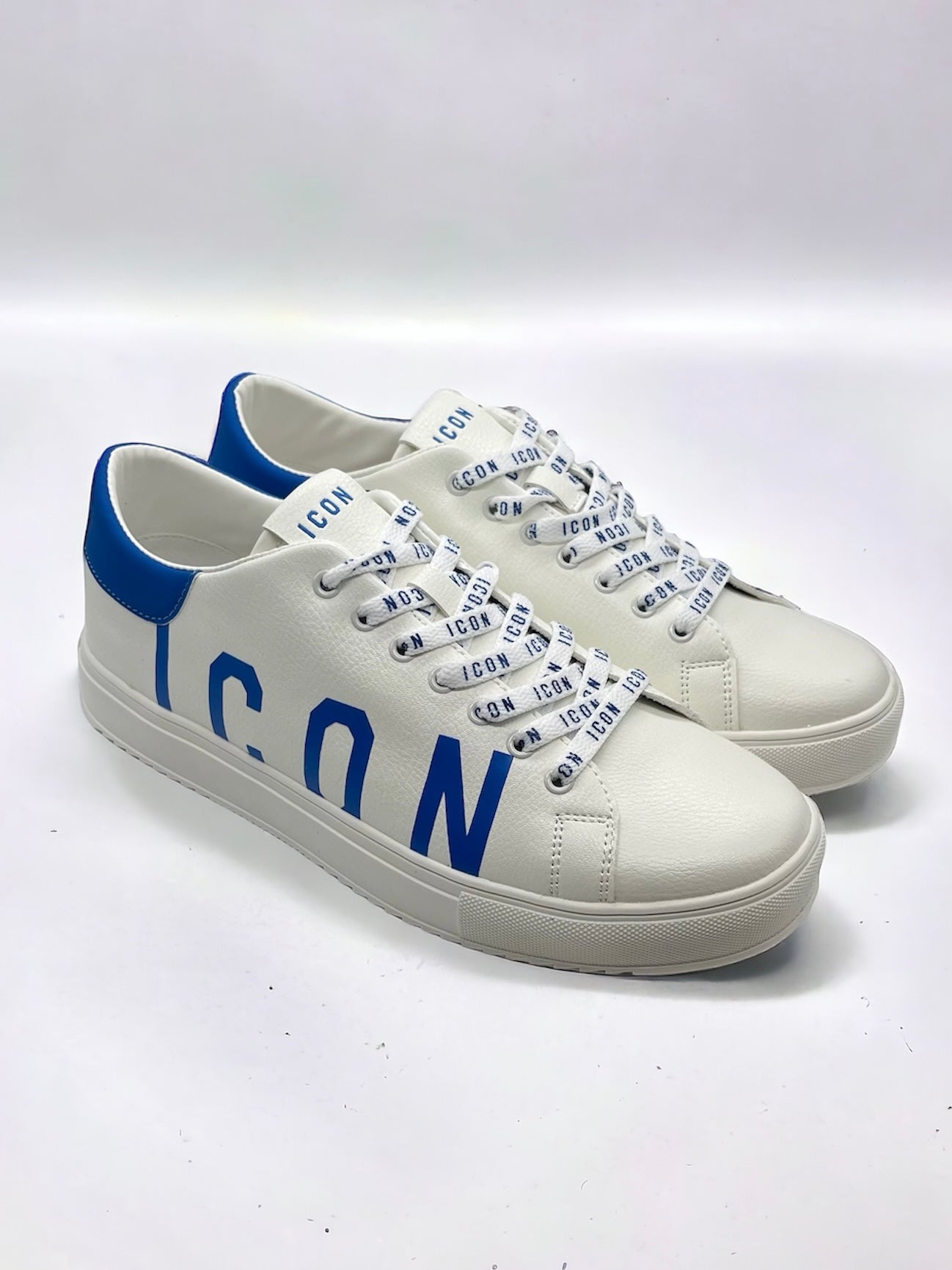 ICON - Sneakers bianca con logo azzurro uomo