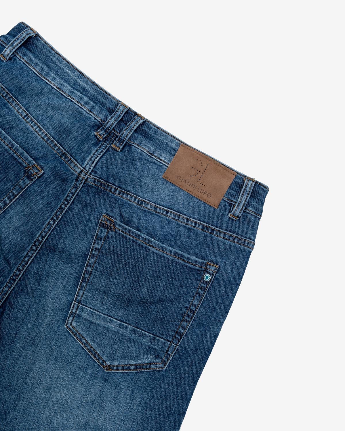 GIANNI LUPO - Jeans blu con strappi uomo