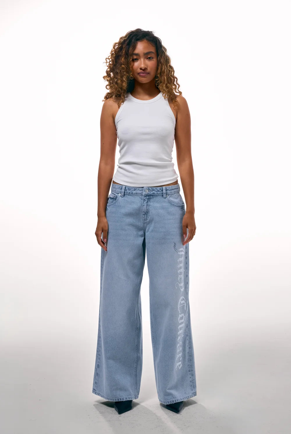 JUICY COUTURE - Jeans a palazzo con logo in strass donna