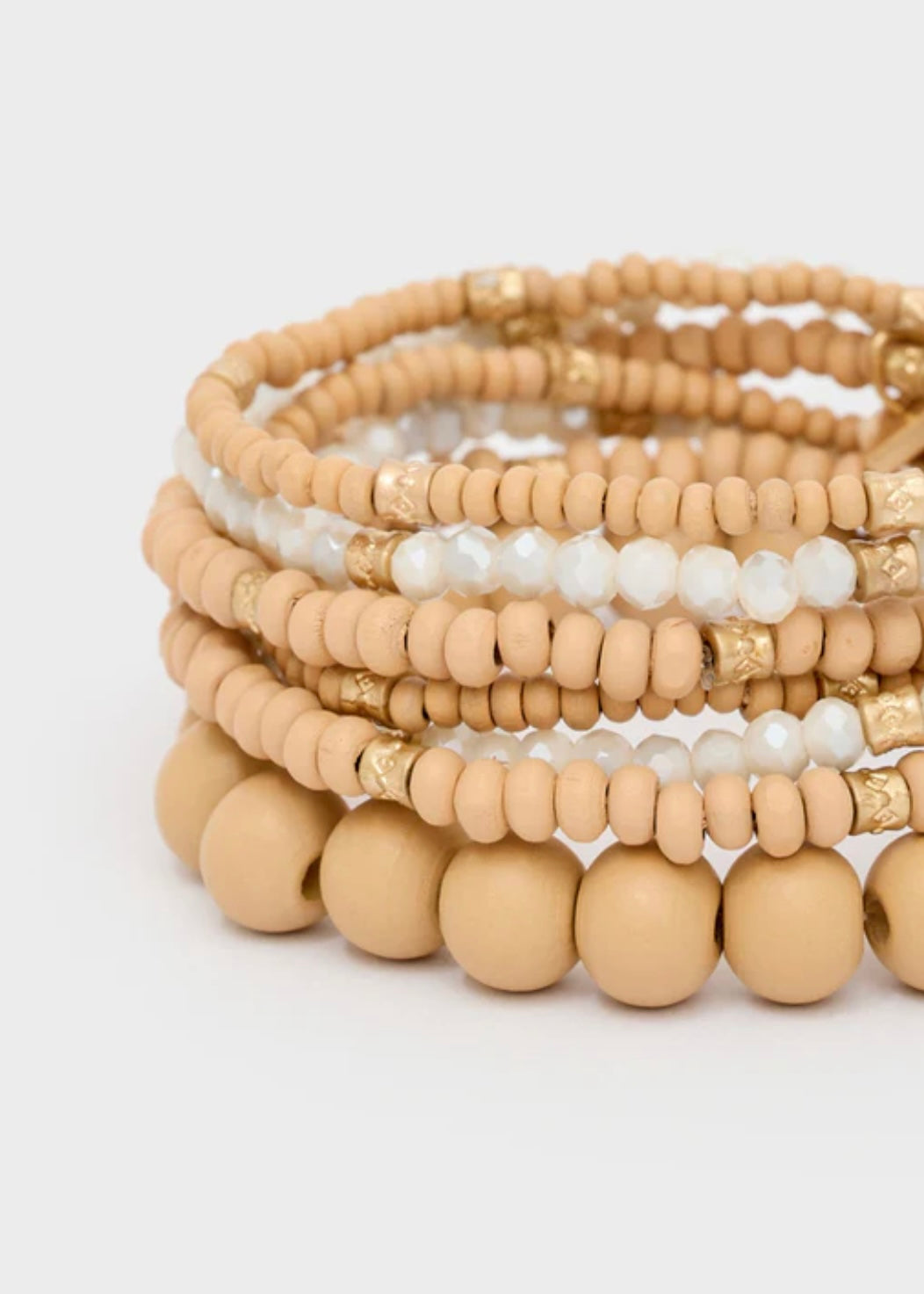 NALI - Set bracciali elastici in legno pietre oro