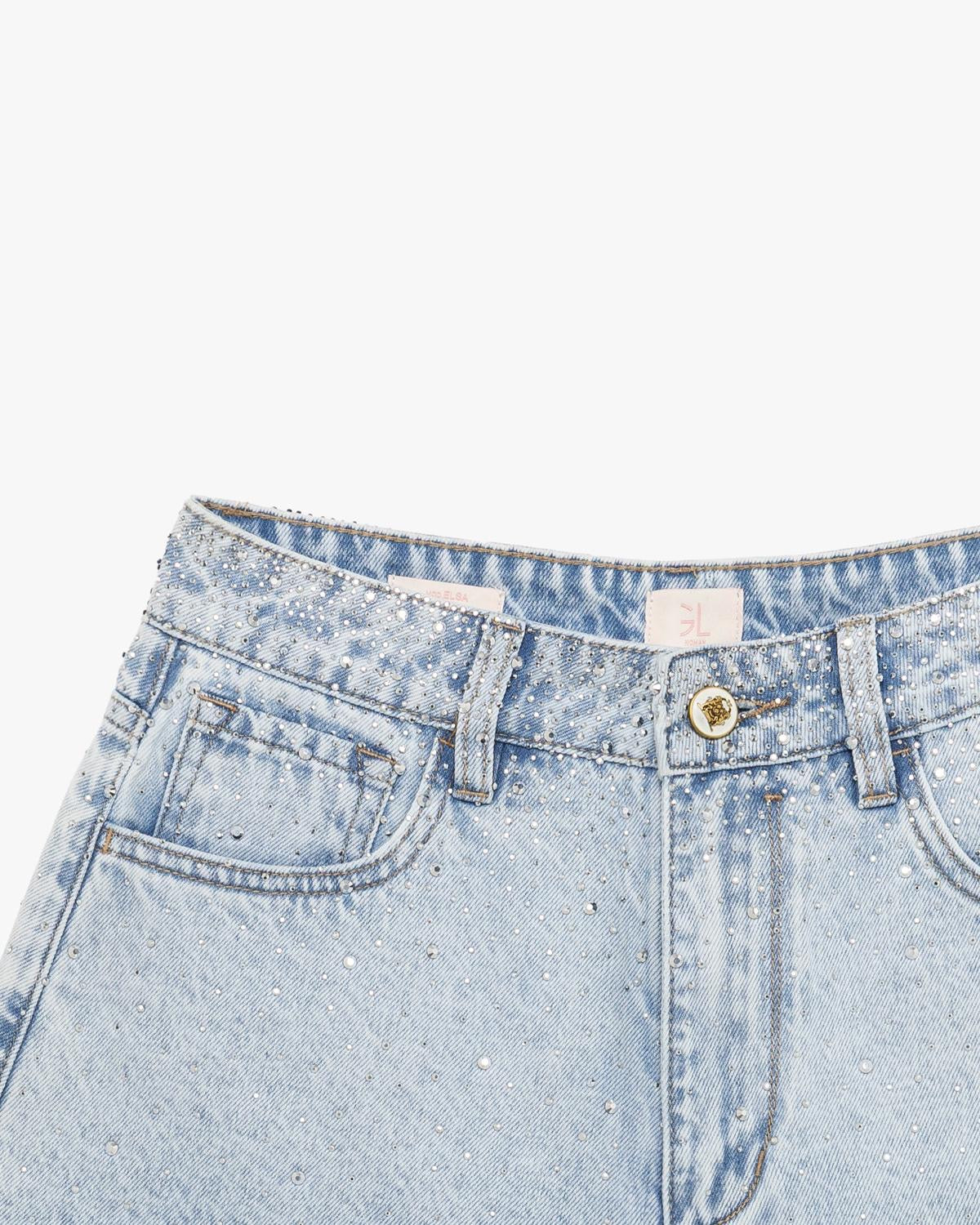 GL FOR HER - Short in DENIM ELSA fit con strass donna