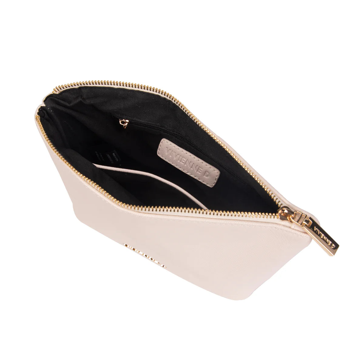 VIVIENNE D - Pochette beauty beige in saffiano