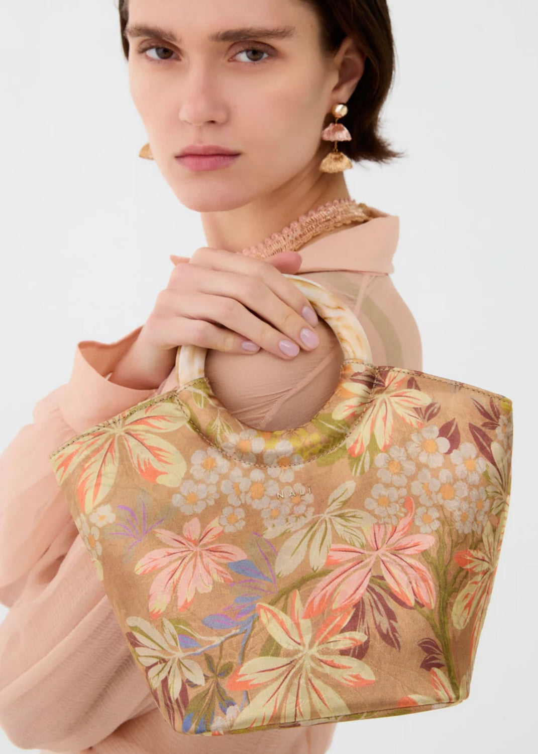 NALI - Borsa MADRID in raso con manico in resina