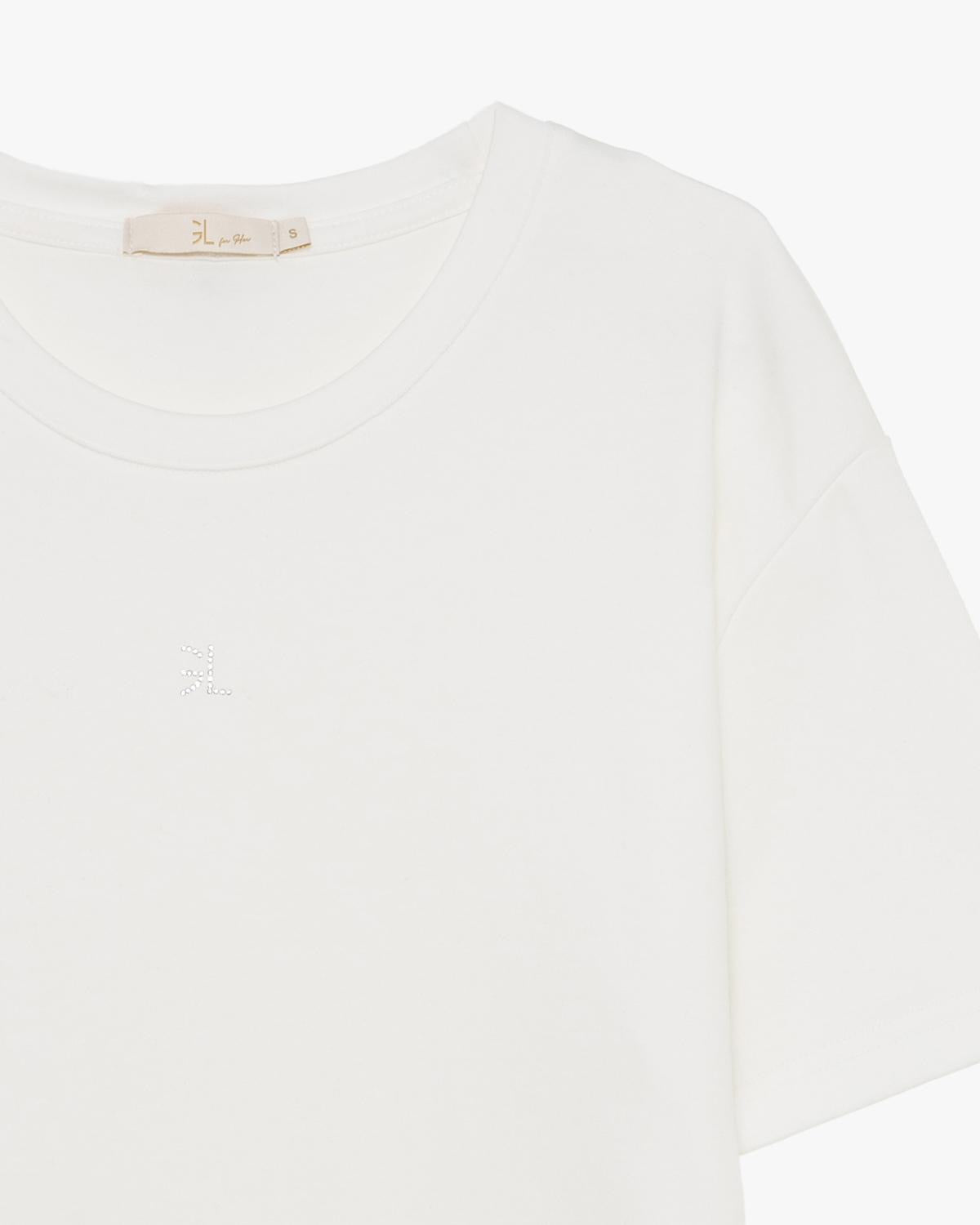 GL FOR HER - T-shirt con logo in strass donna