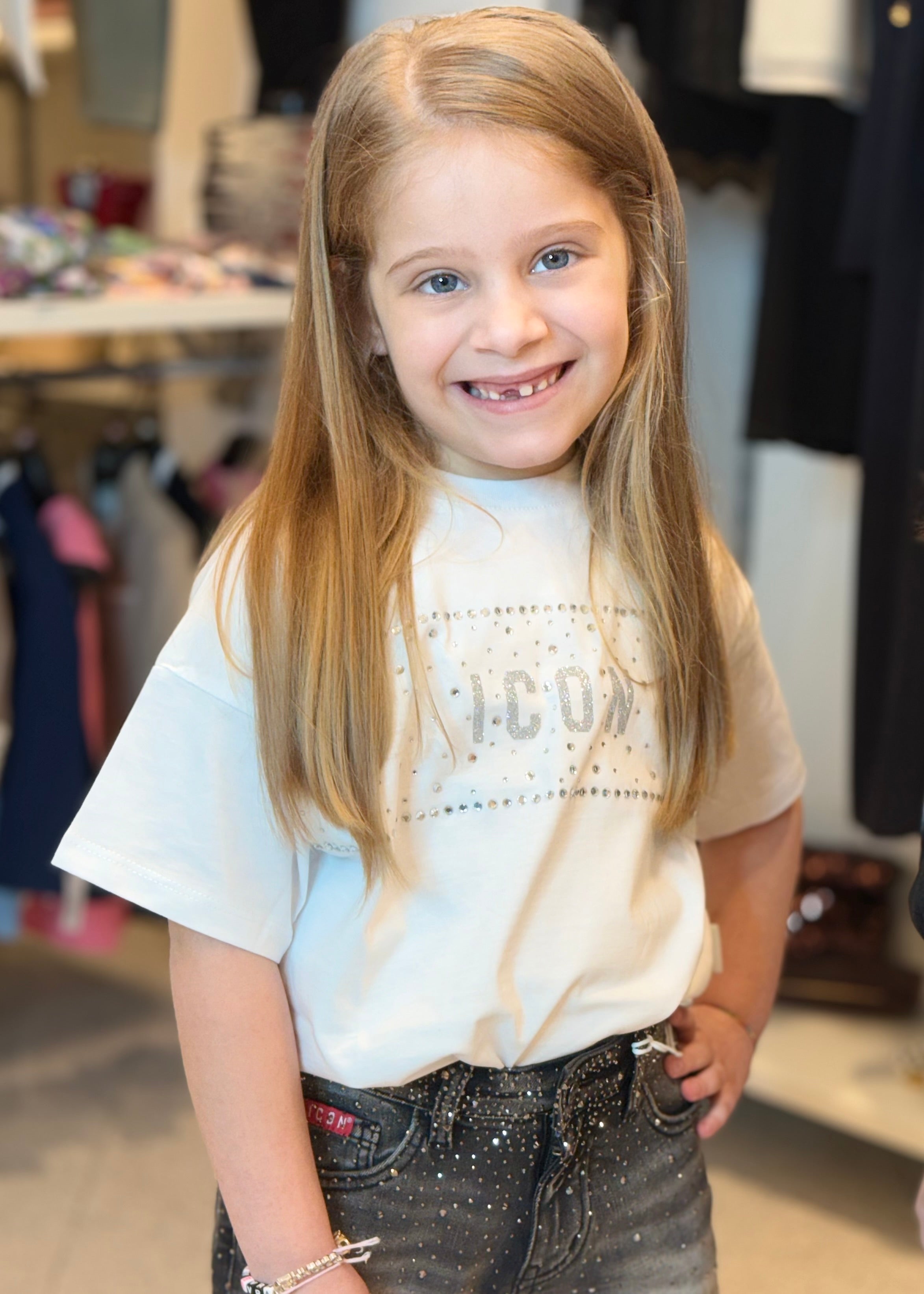 ICON - T-shirt crop con strass bambina - ragazza