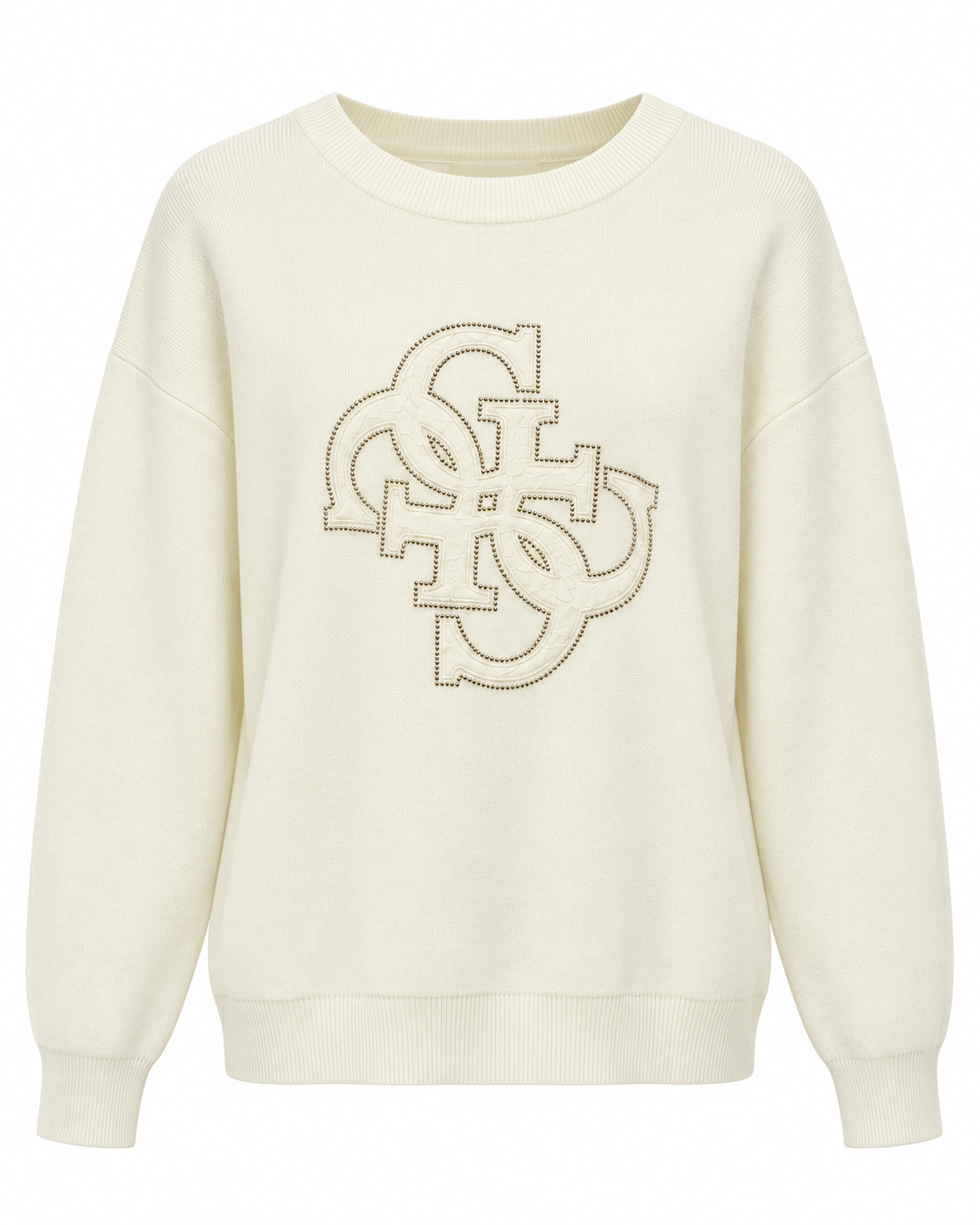 GUESS - Maglioncino con logo in pizzo e strass donna