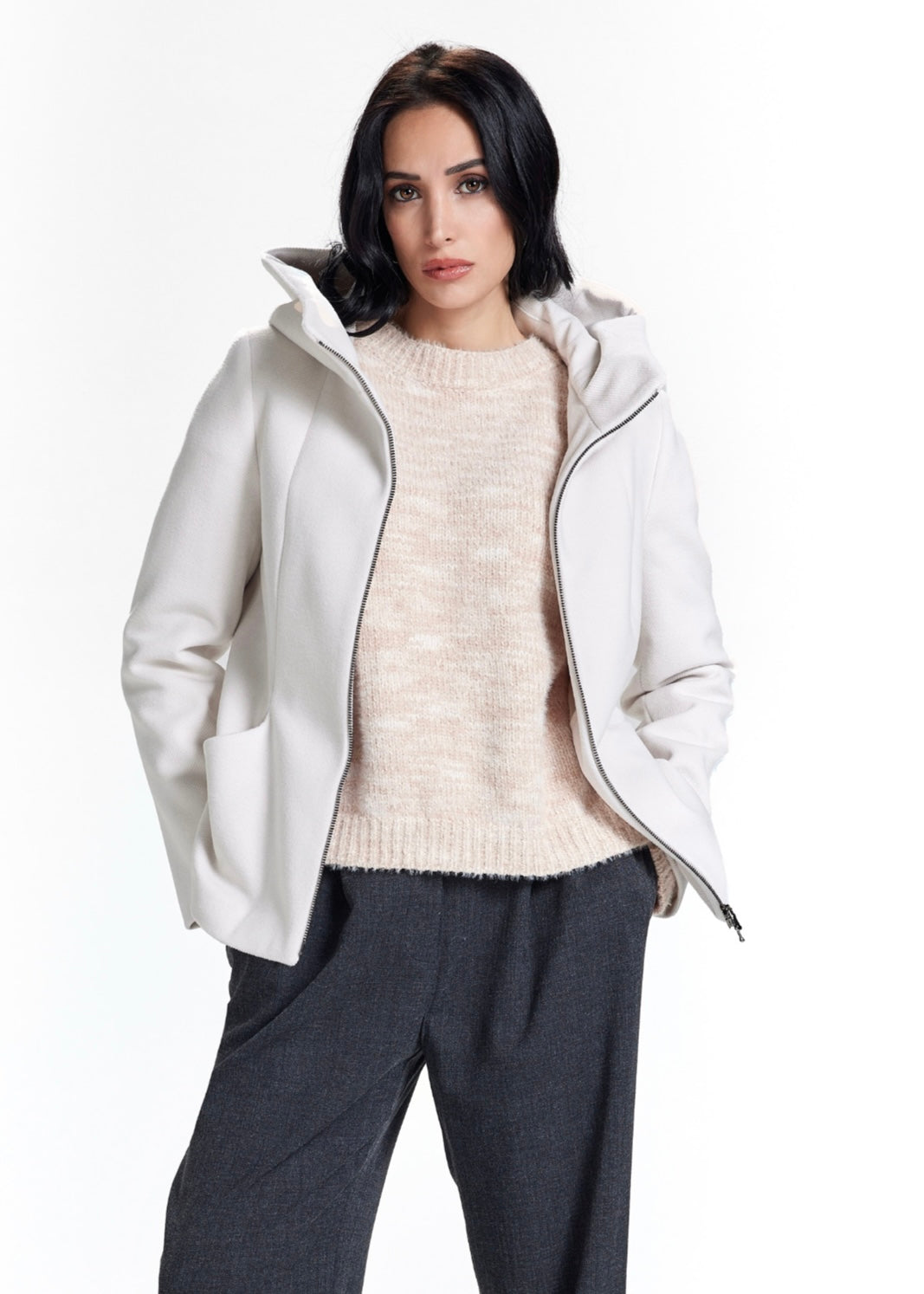 TAKE TWO - Cappotto corto con cappuccio e zip
