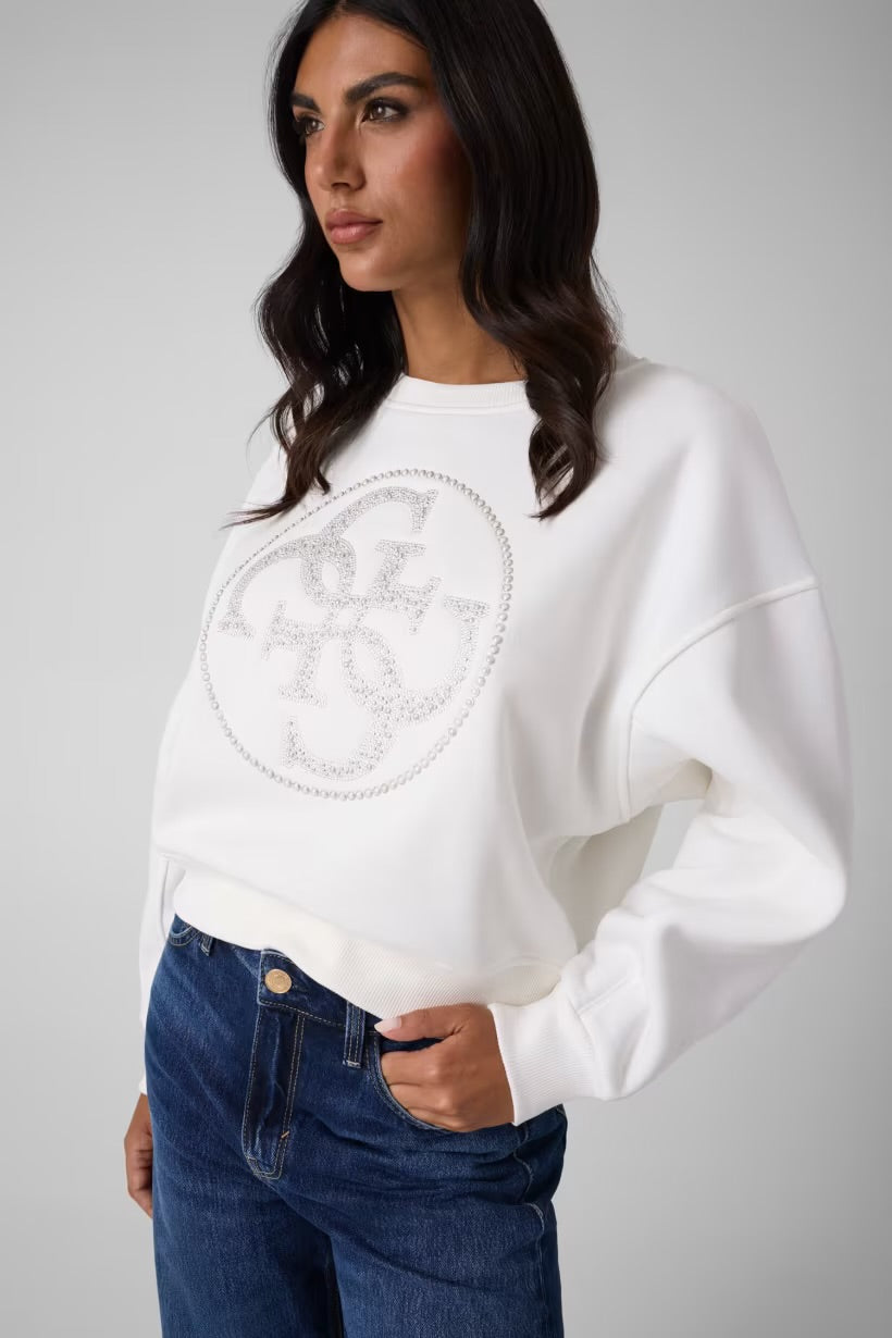 GUESS - Felpa  donna con logo strass