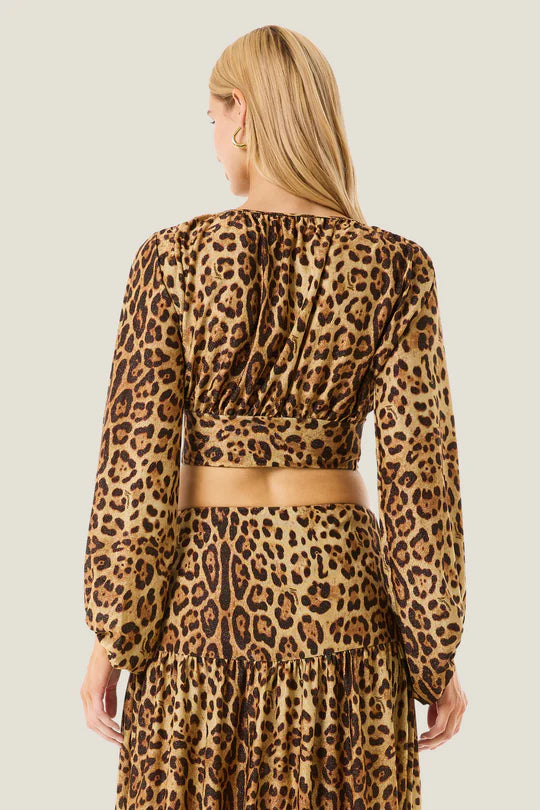 4GIVENESS - Top crop manica lunga LEOPARD RESORT donna