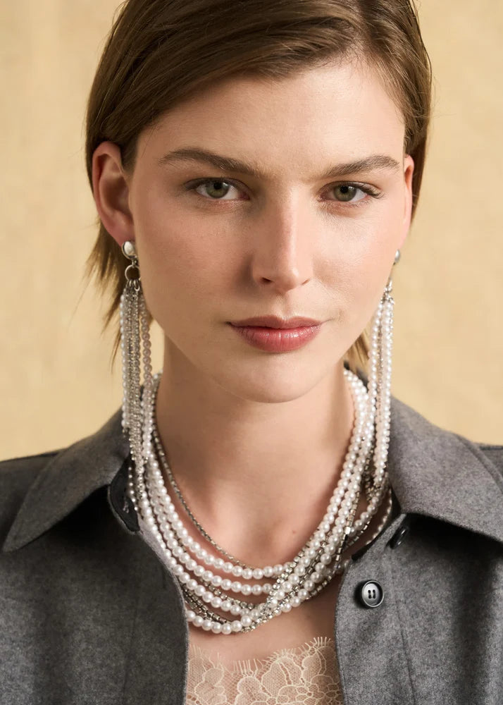 NALI - Collana Emi corta con mix di perle e strass