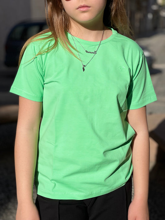 FUN FUN - T-shirt verde con logo tono su tono