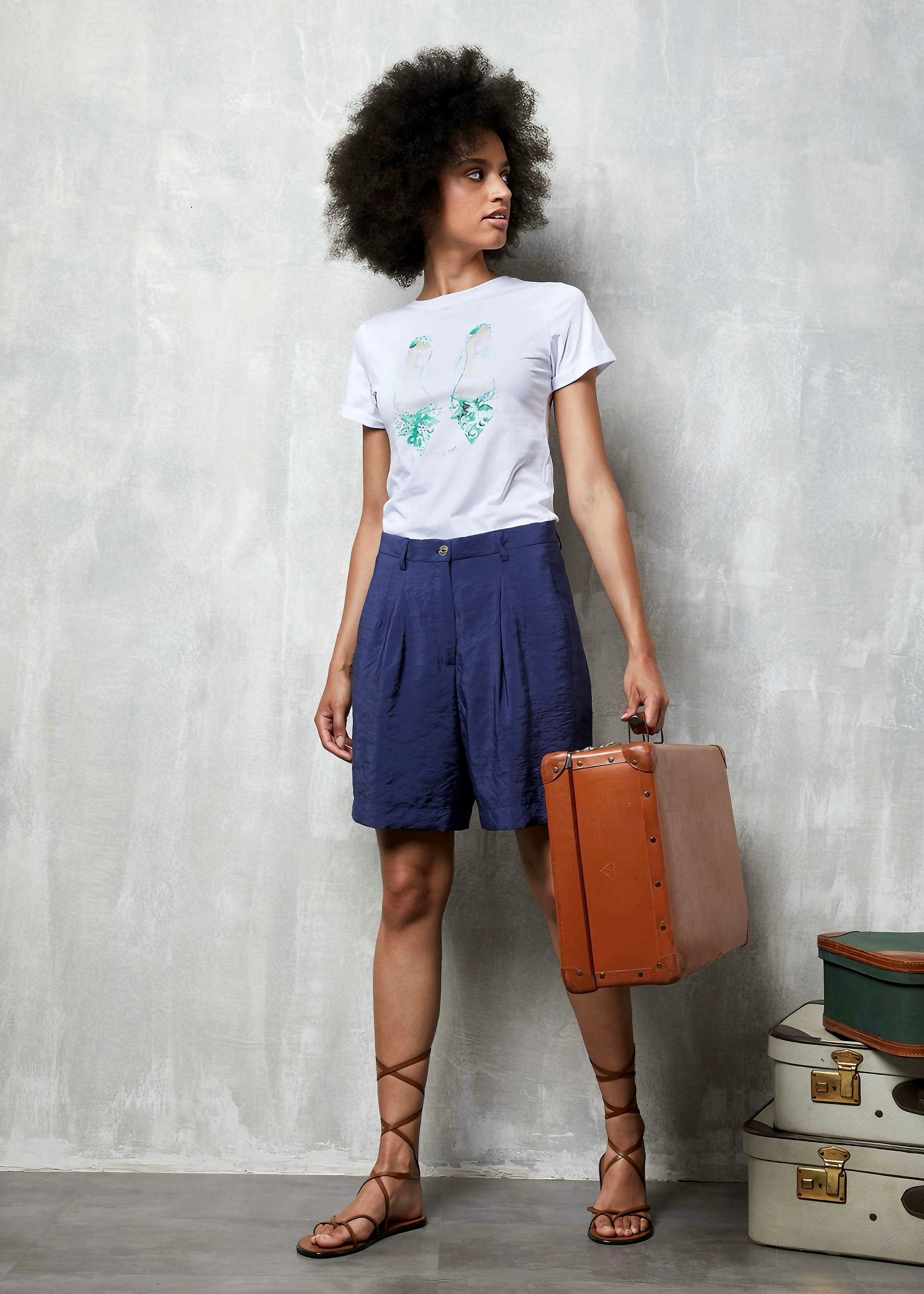 TEE TIME - Bermuda in viscosa blu