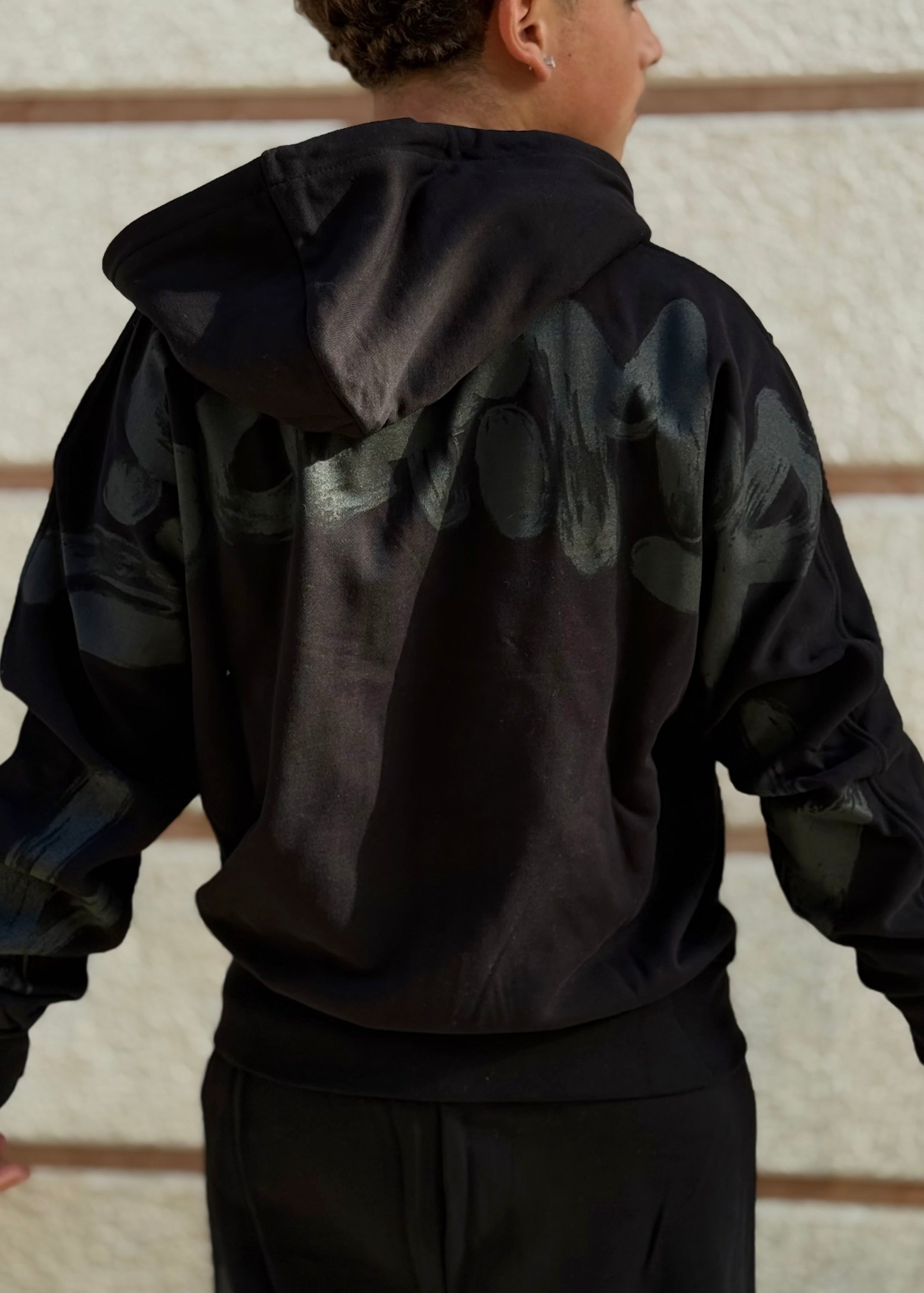 DISCLAIMER - Felpa con zip e cappuccio e logo sul retro uomo