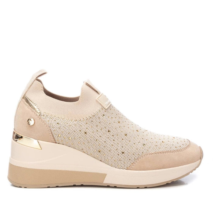 XTI - MEMORY FOAM - Sneakers beige in tessuto con strass donna