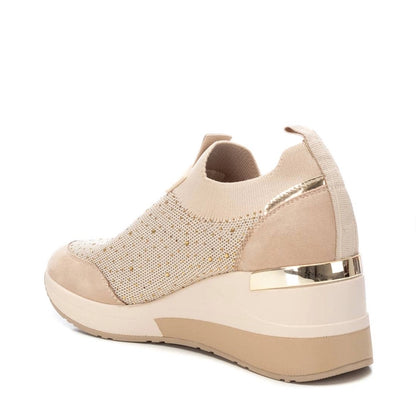 XTI - MEMORY FOAM - Sneakers beige in tessuto con strass donna