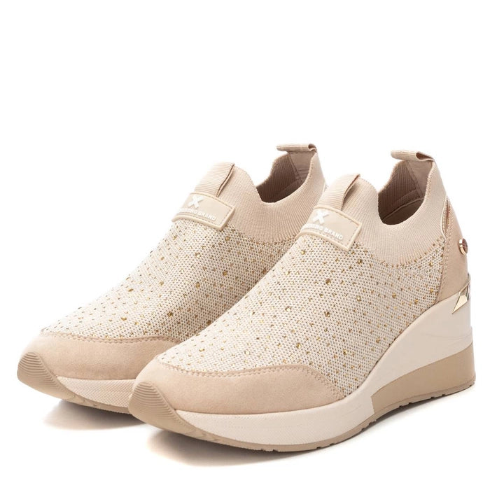 XTI - MEMORY FOAM - Sneakers beige in tessuto con strass donna