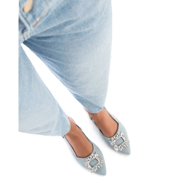 XTI - MEMORY FOAM - Ballerina denim a punta con dettaglio gioiello donna