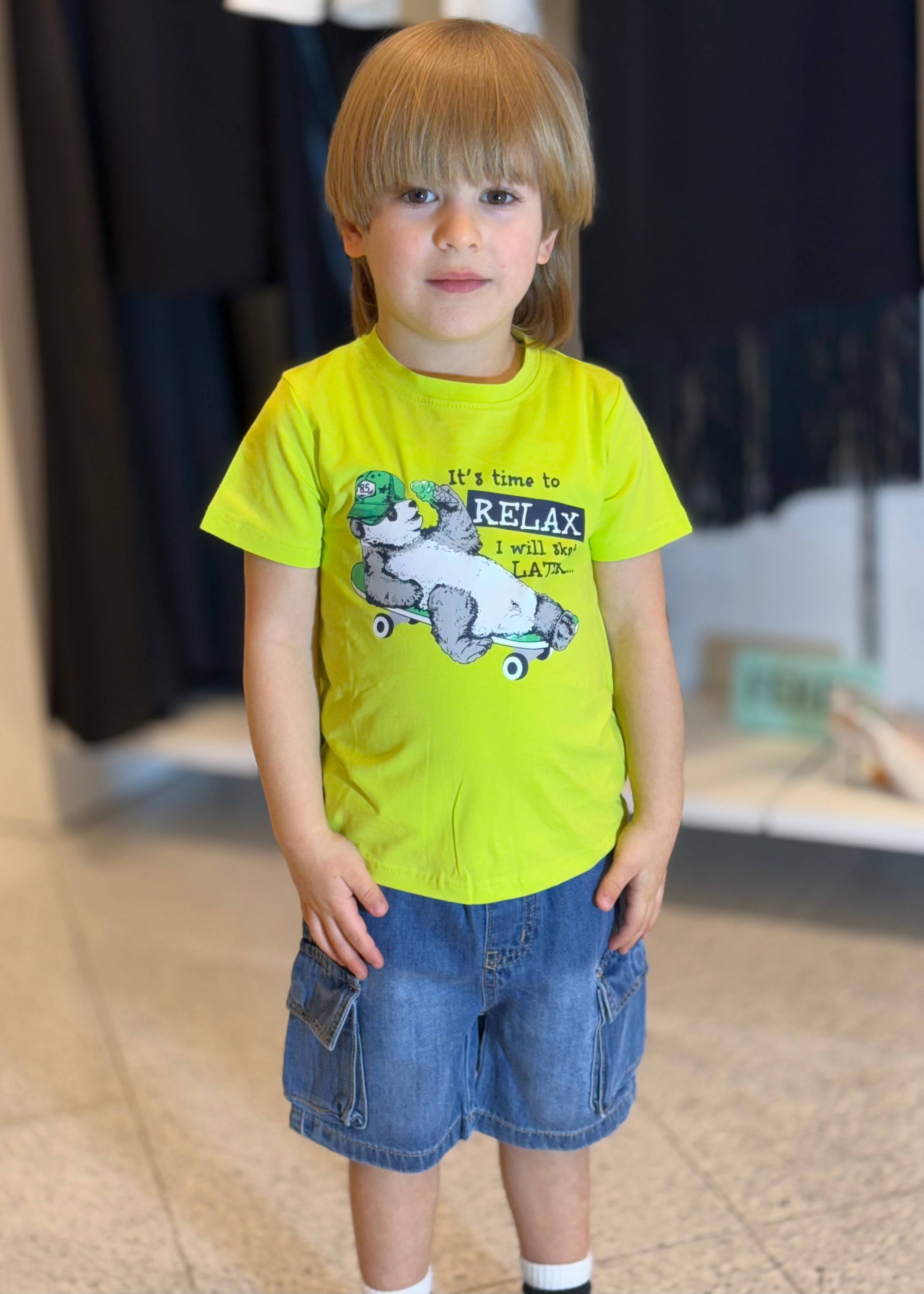 JAKY'S - SET COMPLETO - T-shirt verde e cargo in jeans bambino