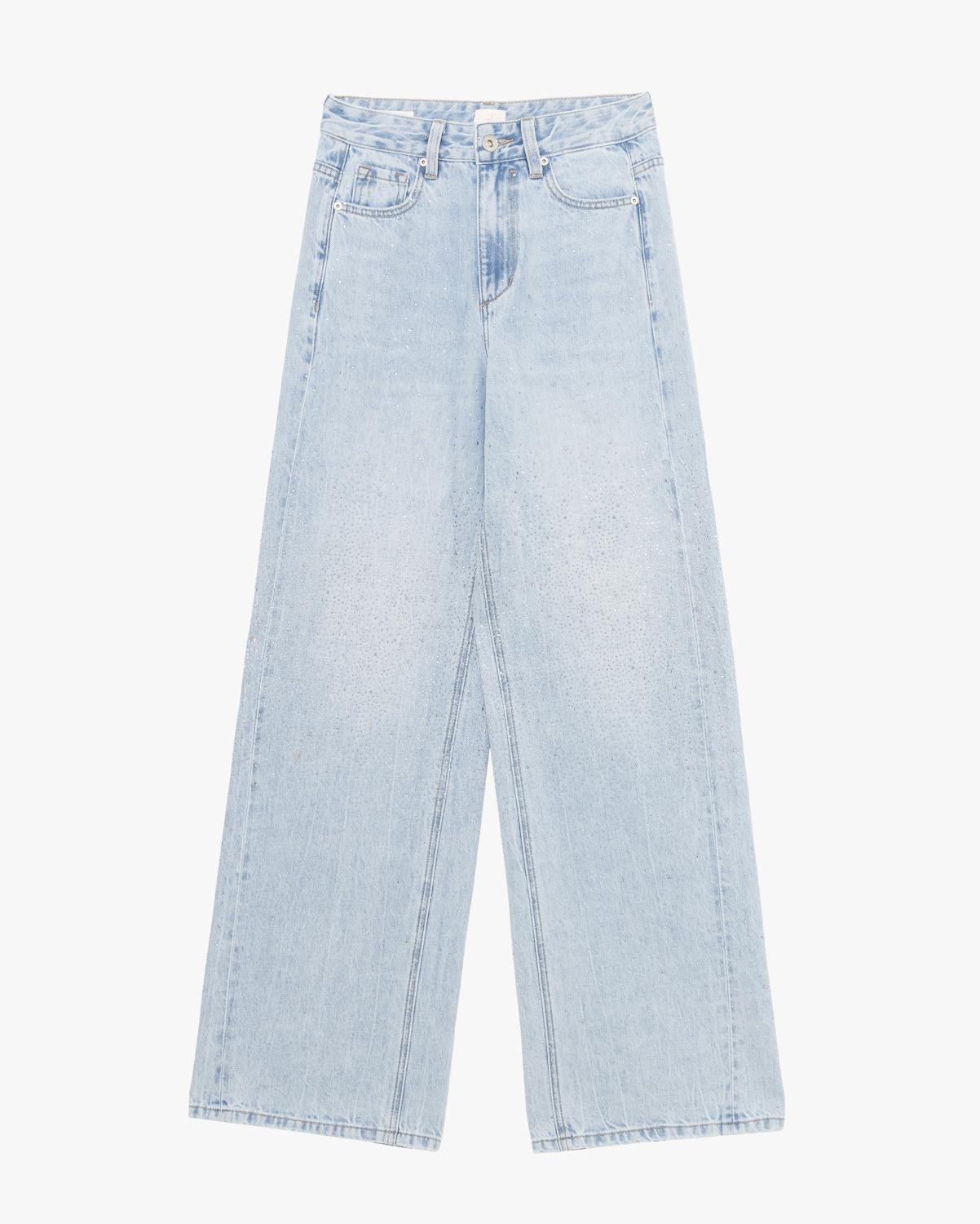 GL FOR HER - Jeans STELLA WIDE LEG con strass donna