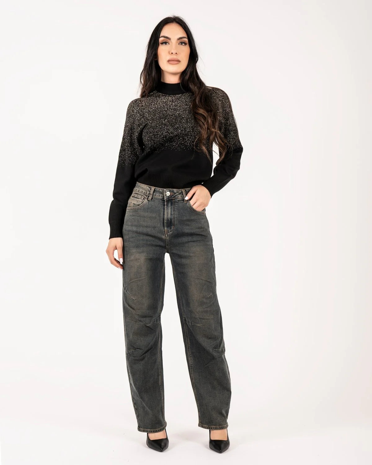 EXTYN - Maglia lurex in lana donna