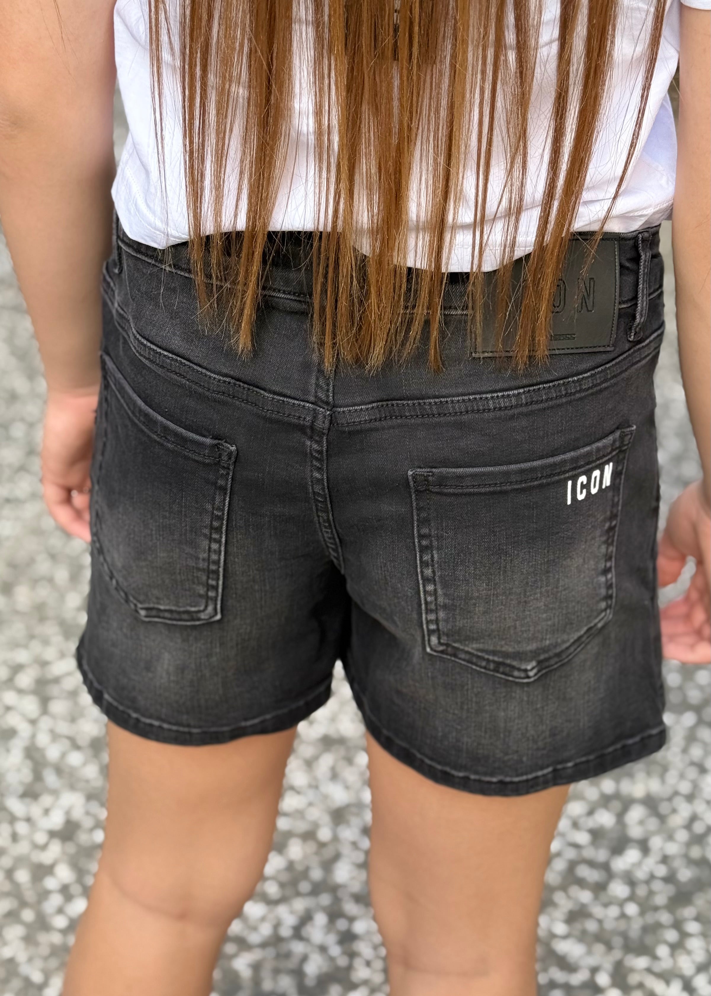 ICON - Pantagonna nero in denim bambina