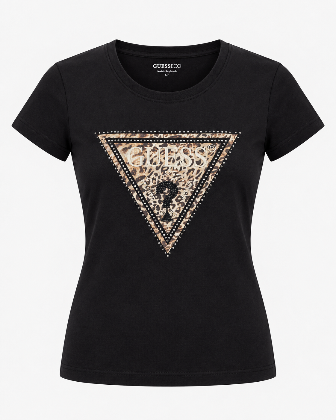 GUESS - T-shirt con stampa e logo animalier donna manica lunga