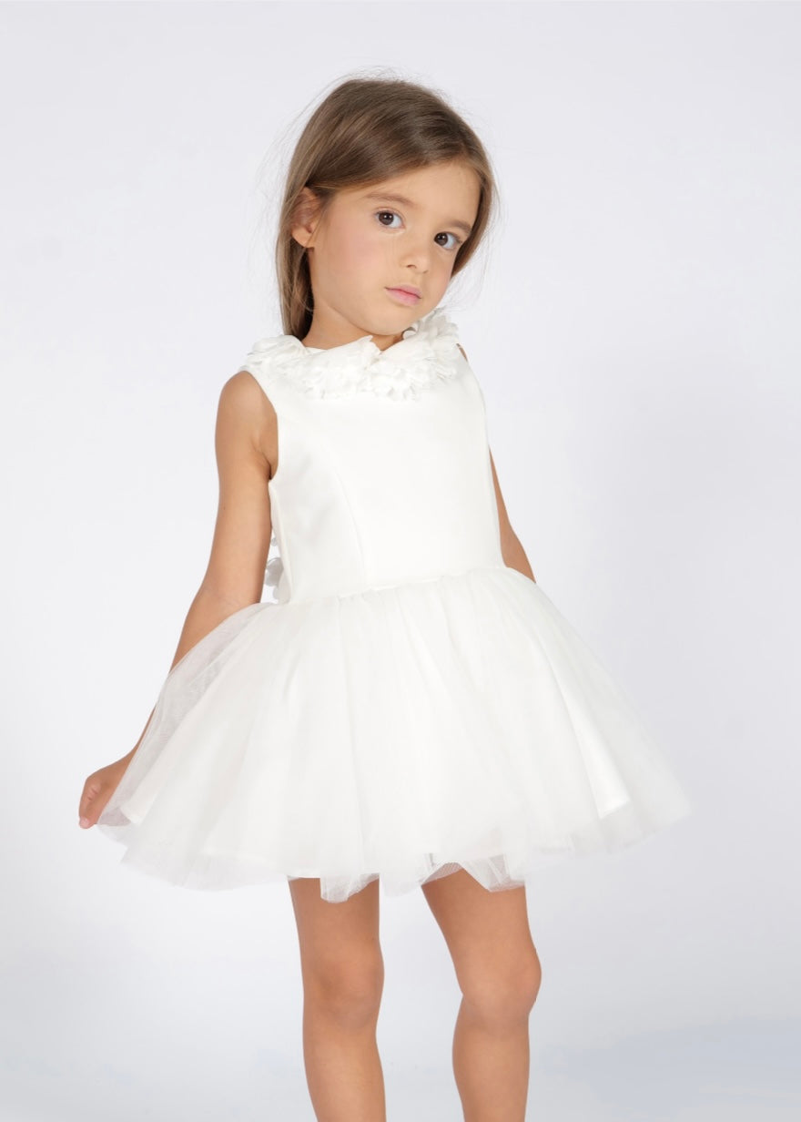 FUN FUN - Abito bianco in tulle con fiori bambina