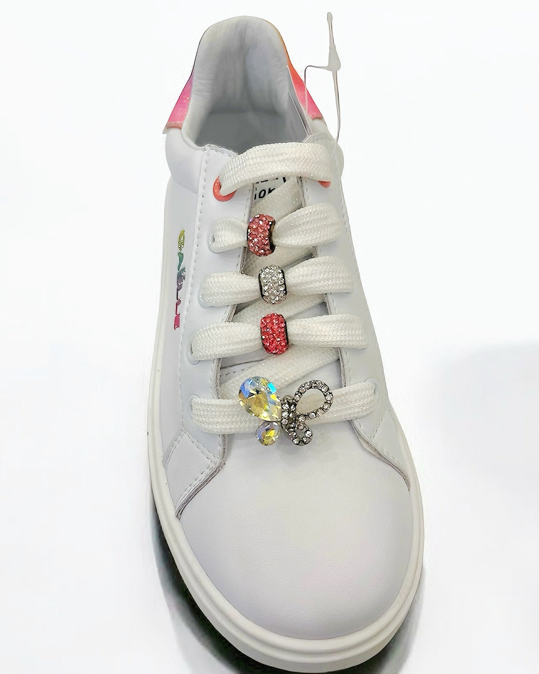 GAELLE - Sneakers bianca con charmes e brillantini