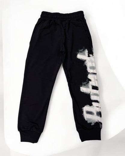 BUT NOT - Pantalone nero con logo bianco effetto spray