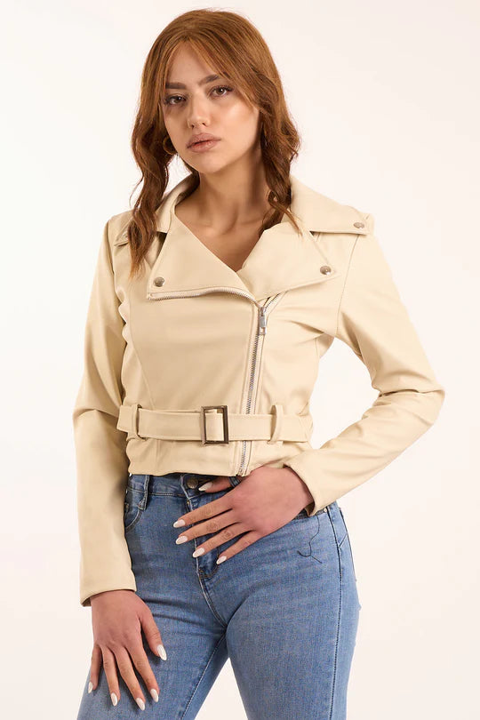 INDOMINA - Giacca in ecopelle beige donna