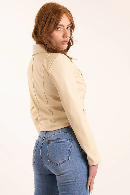 INDOMINA - Giacca in ecopelle beige donna